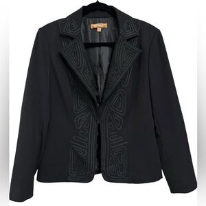 Ellen Tracy Womens‎ Black Ribbon Notch Single Closure Blazer Pockets Business 10